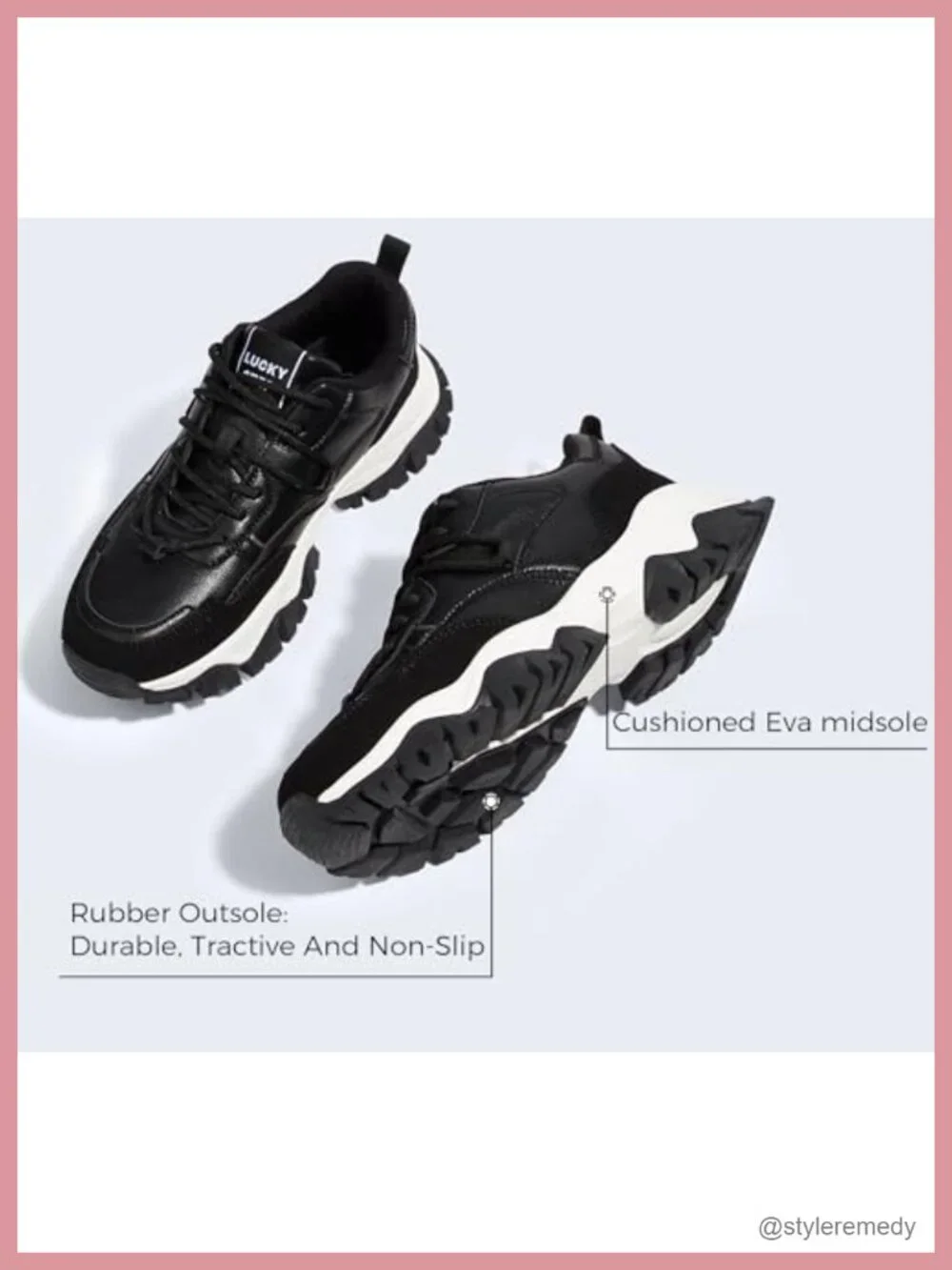 Women Chunky Platform Sneakers Retro Casual Walking Tennis Shoes Anti-Slip